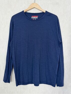 Karbon Men’s Merino Wool Longsleeve Shirt Crew Neck Base Layer Outdoor Blue XL